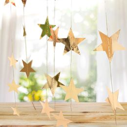 Hanging Ornaments Window Display Silver Stars Christmas Birthday Garland Flag Party Decor Gadget Holiday Decor Flag yq02147