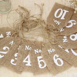 Natural Jute Hessian Table Numbers Burlap Weddding Decoration Rustic Home Decor Country Party Supplies Vintage yq02142