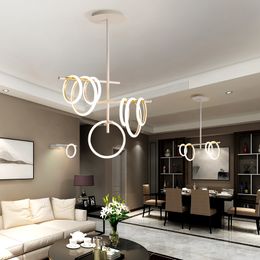 Modern living room LED Magnetic attraction chandelier lighting restaurant Pendant Lamp Acrylic bedroom deco Ring Hanging Lights