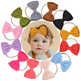 12 Colours 4.7 Inches Baby Girl Nylon Headbands Infant Newborn Toddler Hairbands Bows Headwrap Children Hair Accessories Christmas Gift M2481