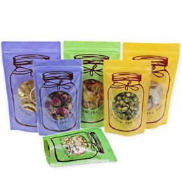 100Pcs Lot 12x19cm Doypack Bags Self Seal Zip Package Bag Pouch Reusable Plastic Clear Bags Bottle Printed Candy Storage