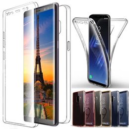 Transparent 360 Full Body For Samsung Galaxy S8 S9 S10 plus S10 Lite S20 Silicon Protective Soft TPU Gel Skin Front + Back Two Crystal Case