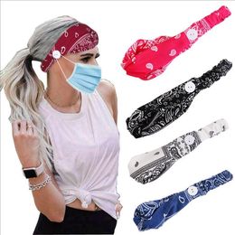 Paisley Headbands with Button Yoga Sports Headband Elastic Printed Headbands Working Out Gym Headwrap Exercise Hair Bands 25 Style