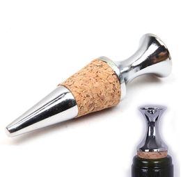 Reusable Zinc Alloy Wood Cone Shaped Wine Stopper, Beer Soft Drink Wine Bottle Stopper For Home Bar Party SN1267