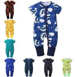 INS Baby Romper Cotton Infant Boy Rompers Short Sleeve Newborn Baby Girl Jumpsuits Designer Toddler Clothes Baby Clothing 10 Designs DW4187