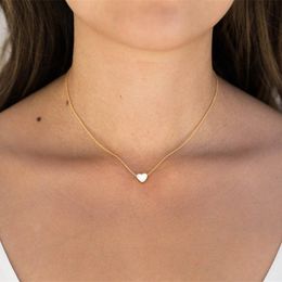 Choker Necklace Stainless Steel Rose Gold Silver Clavicle Chain Dainty Heart Pendant Necklaces for Women Wedding Jewellery Bridesmaid Gifts