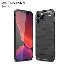 Carbon Fibre Phone Cases For iPhone 13 12 11 Pro Max X XS XR 7 8 Plus 6 6S 5 5S SE Brushed TPU Mobile Phone Back Cover