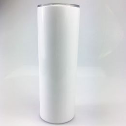 DIY 20oz Sublimation Straight Tumbler with Lid Double Wall Skinny Blank Tumbler Vacuum Insulated Slim Tumblers Car Mug