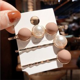 3PCS Scrub Pearl Hairpins for Woman Girl Metal Exquisite Hair Clips Hairgrip Hair Clip Femme Hair Accessories Barrettes Headwear