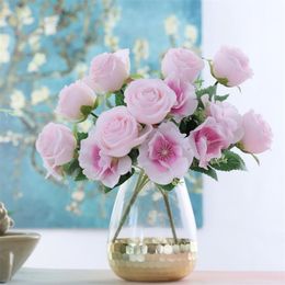 Fake Rose & Orchid (7 stems/bunch) 13.78" Length Simulation Butterfly Roses for Home Wedding Decorative Artificial Flowers