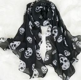 Ghost Festival Taobao sells strong aura new size skull scarf silk scarf accessories black two-color WY1453