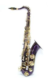 New Brand Purple Tenor Saxophone Bb Tune Brass Gold Lacquer Musical instrument With Case Accessories Free Shipping