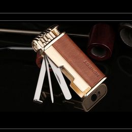 Outdoor Multi Functional Butane Jet Lighter With Pipe Tool Pipe Rod Lighter Men Compact Butane Cigarette Accessories Cigar Lighter NO GAS