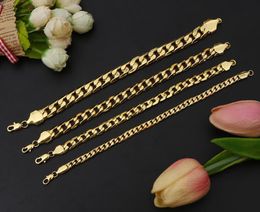 2020 Hot sale Men women Bracelet plating 18K Gold Side chain Bracelet 6MM 8MM 10MM 12MM *21CM Fashion Gold Bracelet 10pcs/lot