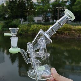 Mini Recycler Glass Bongs Sidecar Mouthpiece Showerhead Percolator Beaker Bong Oil Dab Rigs Water Pipes 14.5mm Joint With Bowl XL-1972