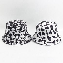 hot Milch Cow Print Fisherman hat Women's double Bucket hat Festive men's Animal design panda hat Party Hats 3 style T2C5254