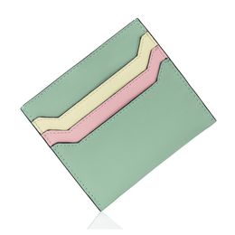 Fashion ultra thin sweet candy Colour genuine leather ID business card holder rfid bloking wallet promotional gift