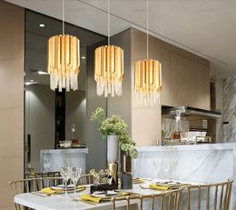 Modern small round gold crystal chandelier lighting for kitchen dining room bedroom bedside light luxury k9 led pendant lamps LLFA