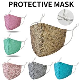 Designer Face masks Reusable Sequins Anti-fog Dust-proof Personalized Fashion Cotton Protective Mask For Woman Party Face Masks