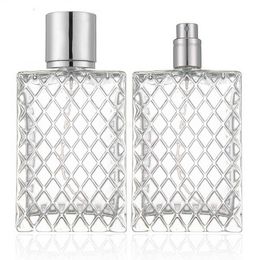 100ml square non-slip flat bottle Plaid shape glass bottle Spray vial perfume bottle Simple fashion