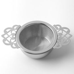 Stainless Steel Tea Strainer Tea Filter with Bottom Cup Double Handle Bulk Spice Filter Reusable Tea Strainer Teapot Accessories LX2436