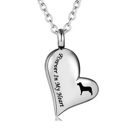 Pet Dog Memorial Jewellery Forever in My Heart Carved Locket Necklace Cremation Urn Necklace for Ashes Urn Jewellery