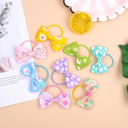 20 Colors Baby Bow Hairbands floral print hair ties Girls candy color Lovely Daisy Hair ropes Kids Hair Accessories M2341