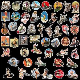 50pcs/Lot Wholesale Sexy Pin-up Girl Cartoon Stickers Decals Vinyl Waterproof No-duplicate Sticker For Laptop Skateboard Bottle Car Decal