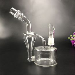 Clear glass bongs Hookahs 6.3inch mini heady recycler oil dab rig 14mm male joint water pipes for smoking