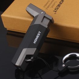 Windproof Gas Cigar Jet Refillable Butane Torch Cigarette Lighter Key Ring Portable Spray Gun 1300 C Fire Pipe Outdoors Wholesale