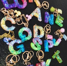 designer Key chain New girl candy Colour sweet letter key chain student bag pendant lovely cute fun car ornaments female 26 Letters key chain
