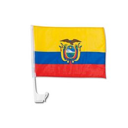 Ecuadorian Car Window Flag of 30x45cm for Car, with 43cm Plastic Poles, Festival Club Digital Printed Polyester , Free Shipping