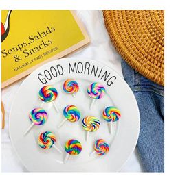 Colourful Rainbow Lollipop Brooch Candy Badge Party gift Coat Sweater Dress Jacket Pin Brooches Women Men Cute Pins