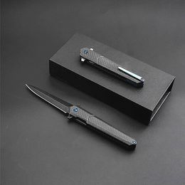 New Ball Bearing Flipper Folding Knife M390 Spear Point Satin/Black Stone Wash Blade CNC Carbon Fiber Handle EDC Knives