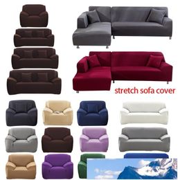 1/2/3/4 Seater Sofa Cover Polyester Solid Colour Non-slip Couch Cover Stretch Furniture Protector Living Room Sofa Slipcover