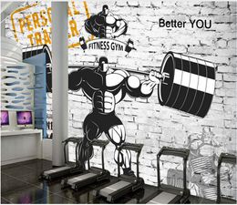 Custom photo wallpapers for walls 3d Gym murals wallpaper Nostalgic retro sports gym club weightlifting background wall papers home decor