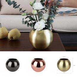 Stainless Steel Vase Unbreakable Metal Flower Vase Living Room Golden Black Polished Flowerpot Home Flower Decor