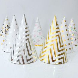 Birthday Party Hats Polka Dot Stripe Baby Kids Birthday Party Handmade Paper Cap Decoration Hat LX2395