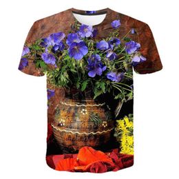 Mens Flower Sea T-shirts Summer Fashion Trend 3D Print Crew Neck Short Sleeve Plus Size Tees Designer Male Loose Casual Style Tops Tshirts