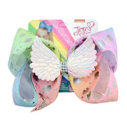 8 inch Jojo Clip Multicolor Mermaid Princess Pinza Para El Cabello Hairgrips Plaid Print Ribbon Bow Flower Bow Girls Present Hair Clip