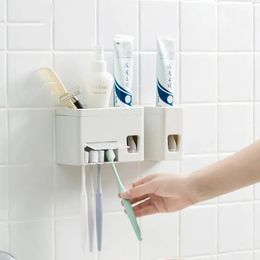 Honana BC-259 Wall Mounted Automatic Toothpaste Squeezer Dispenser With Toothbrush Holder Set Bathroom