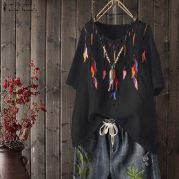 Top Blouse Women Clothing Casual Embroidery Shirt Work Blusas Ladies Tunic Tops Vintage V Neck Blusa Feminina Plus Size T200321