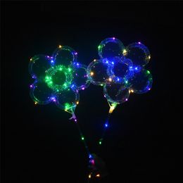 Hot LED Bobo Ball Plum Blossom Shape Luminous Balloon with 3M String Lights 70cm Pole Balloon Xmas Wedding Party Decoration Couples Kid Toys