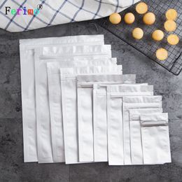 Ferimo 100pcs Pure Aluminium foil flat bottom self-sealing plastic zipper bag food packaging sealed bag zip lock storage bags