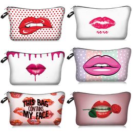 MPB013 beauty Lip 3D print Women Cosmetic Bag Fashion Travel Makeup Bag Organiser Make Up Case Storage Pouch Toiletry Beauty Kit Box Wash Ba