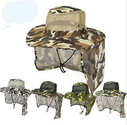 Caps Removable Camouflags Hat Mosquito Waterproof Fishing Hat With Neck Flap Outdoor Hiking Caps Washed Beach Sunsreen Cap Sun Caps LSK499