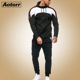 Men Spotrs Suit Two Pieces Set Men's Zipper Hoodie Jacket Sweatshirt + Pants Male Hoody Jogging Tracksuit Sportswear Outfit 5XL CX200730