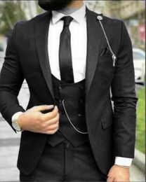 Handsome One Button Groomsmen Peak Lapel Groom Tuxedos Men Suits Wedding/Prom/Dinner Best Man Blazer(Jacket+Pants+Tie+Vest) W320