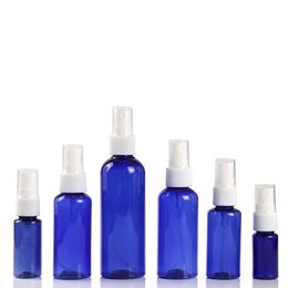 10 20 30 50ML Blue Plastic Refillable PET Spray Bottles with White Fine Mist Atomizer Caps Beauty Care, Travel Use,Perfume,Hand Sanitizer