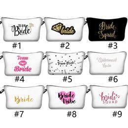 MPB001 Multifunktionsmakeupväska Kvinnor Kosmetiska Väskor Organizer Box Ladies Handväska Tyg Travel Storage Bags Team Bride Printing